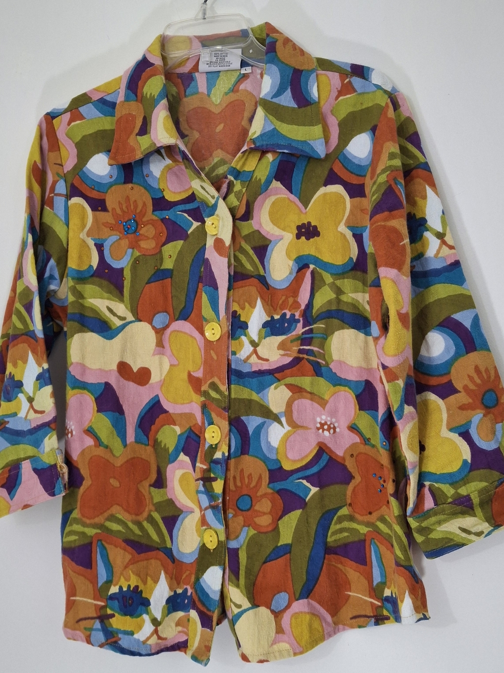 1990's Multicolor Floral Button-Up by Michael Leu, Size Large